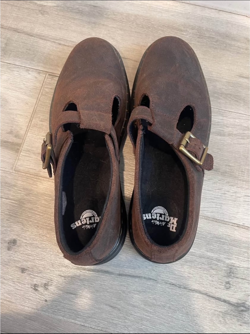 Dr. Martens Brown Suede Buckle Mary Jane Moccasins